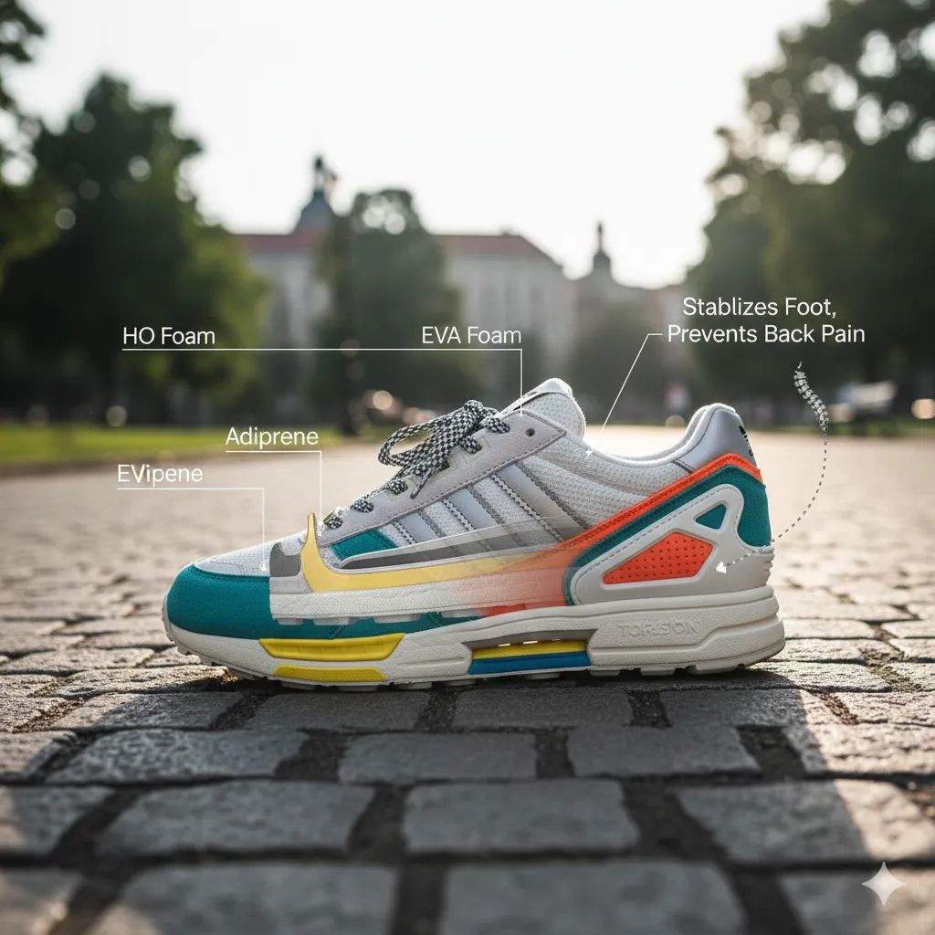 آنالیز ضربه‌گیری: نرمی لایه میانی (Midsole) در کتونی  ZX