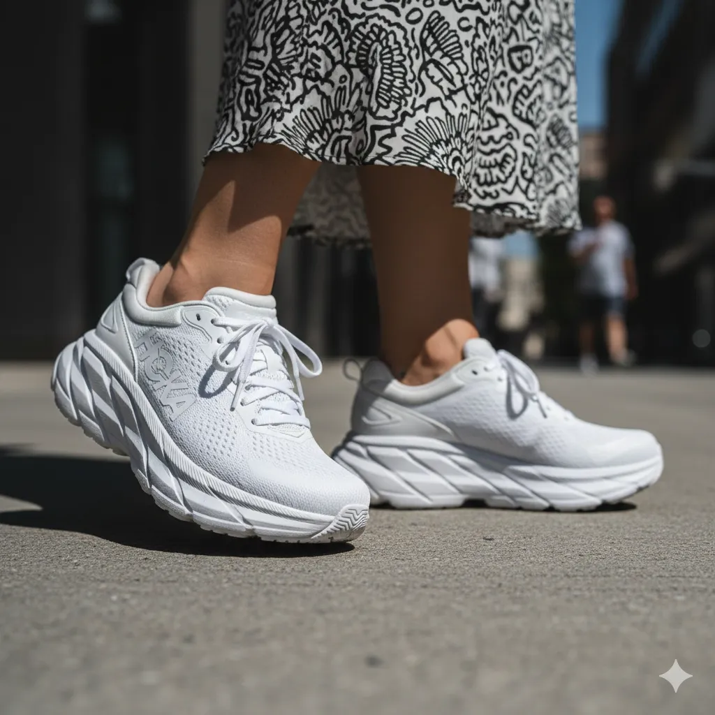 هوکا (Hoka) مدل Bondi 8 White؛ غول ضربه‌گیری